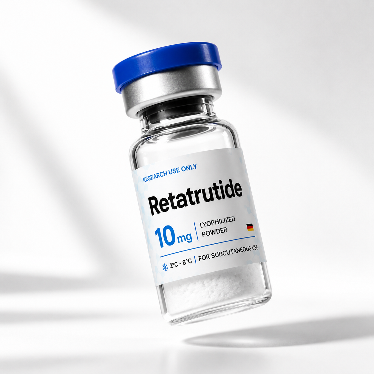 Frasco de Retatrutida 10 mg para bajar de peso y control metabólico.